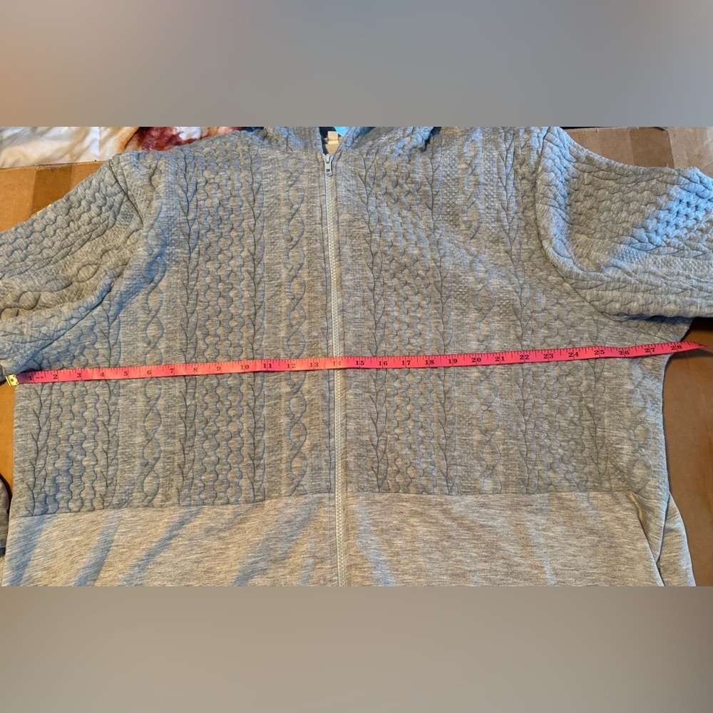 Gray half Cable Knit Woman’s hoodie Plus Size - Picture 7 of 8